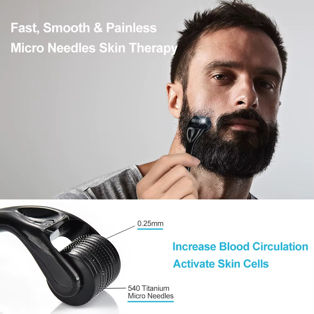 4Pcs/Set Beard Growth Kit Hair Enhancerbeard Essential Oil Moisturizing Hair Wax Roller Comb for Men Barbe Beard Styling Care